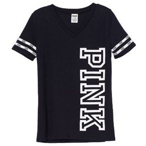 VS PINK Perfect V Neck Tee Size Medium Black. New